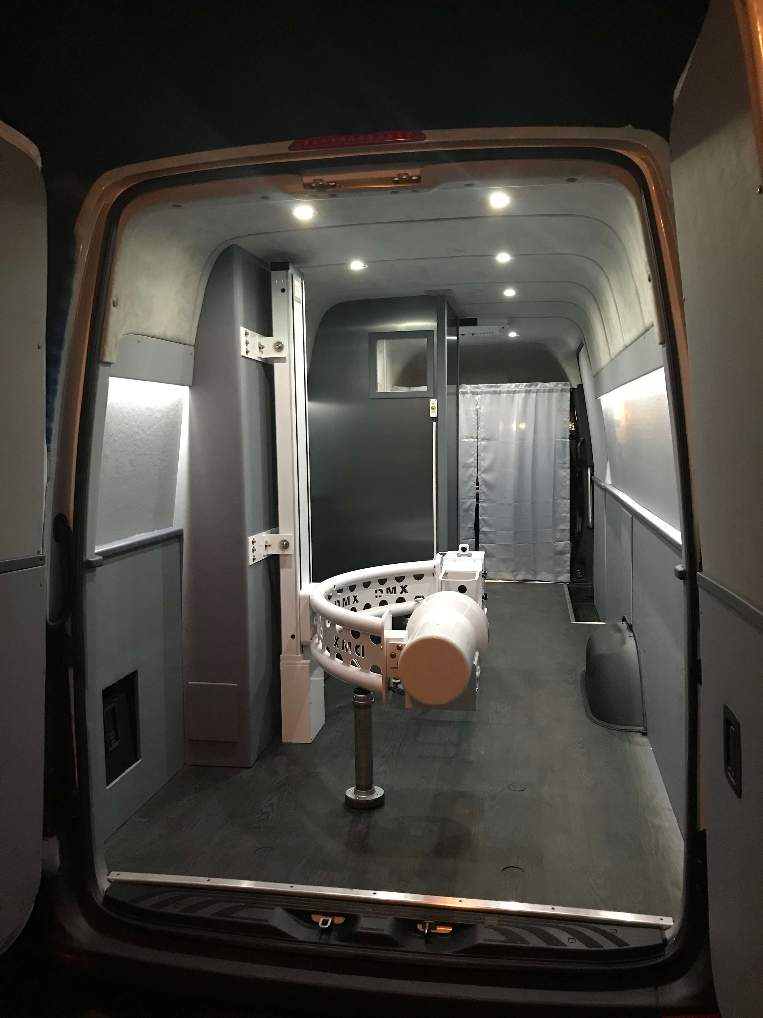 In-progress custom van interior fabrication and structural buildout