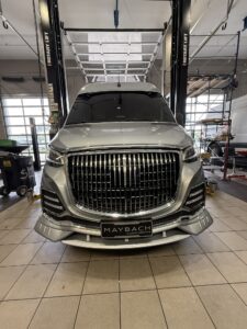 Luxury conversion van exterior front grille detail
